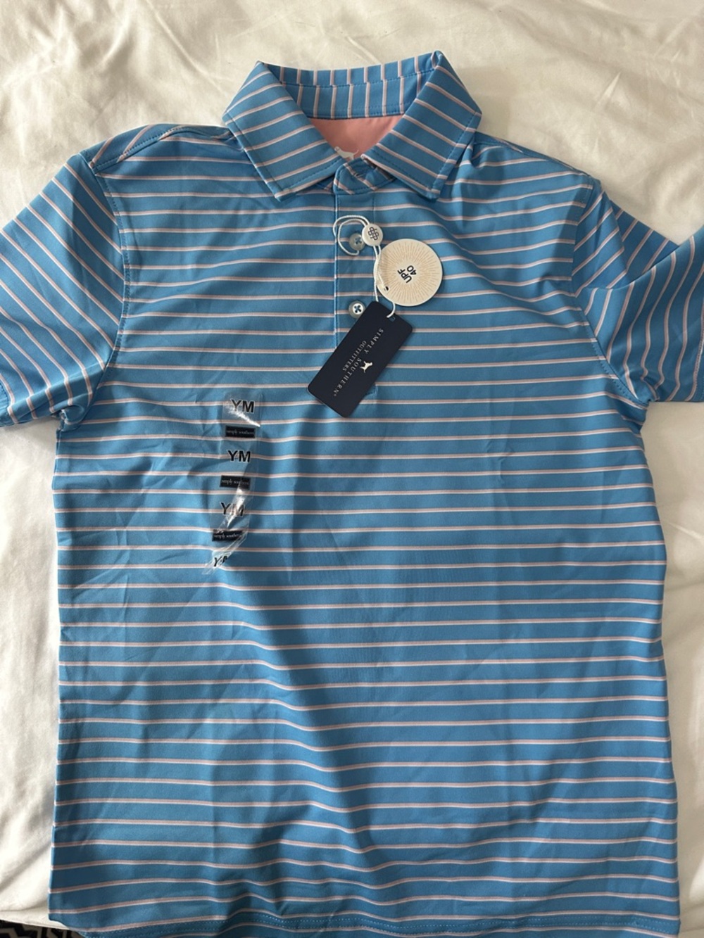Boys Simply Southern  Blue Striped Polo Shirt - Classic Comfort